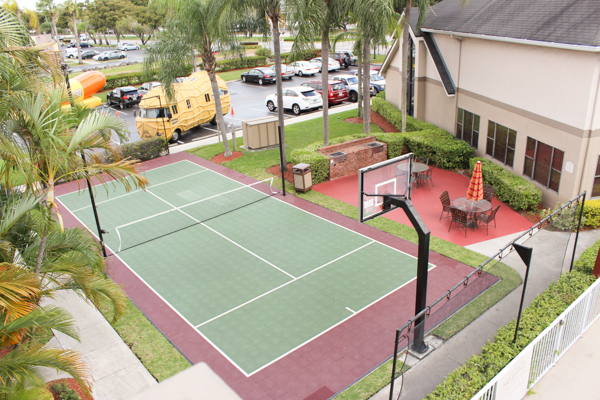 Arial Courtyard View Tennis Grill Basketball