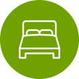 hotel bed green icon